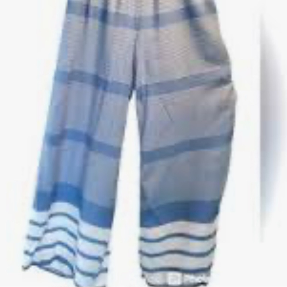 Blue and White Striped Wide-Leg Pants by Ocean Drive NWT Small - Picture 5 of 8